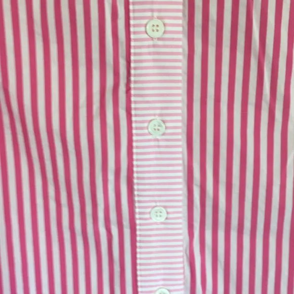 CK Bradley preppy pink stripe shirt dress L