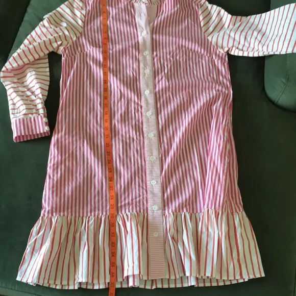 CK Bradley preppy pink stripe shirt dress L