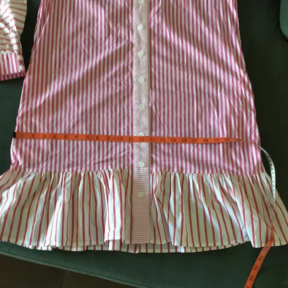 CK Bradley preppy pink stripe shirt dress L