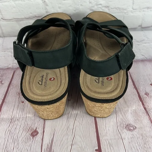 Clark Giselle Beach Slingback Nubuck Leather Wedge Sandals Size 11