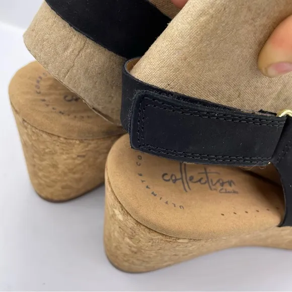 CLARKS Annadel Eirwyn nubuck ortholite wedge sandals women Size 10W
