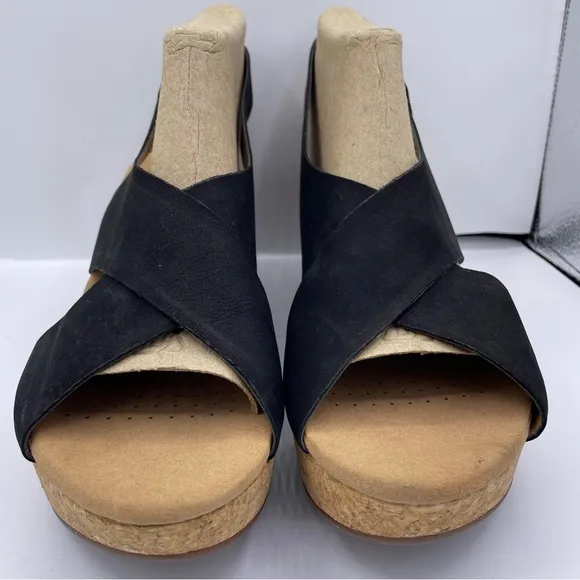 CLARKS Annadel Eirwyn nubuck ortholite wedge sandals women Size 10W