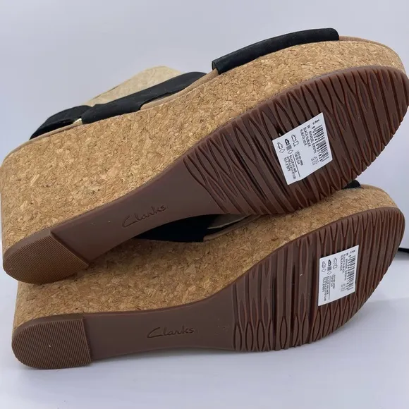 CLARKS Annadel Eirwyn nubuck ortholite wedge sandals women Size 10W