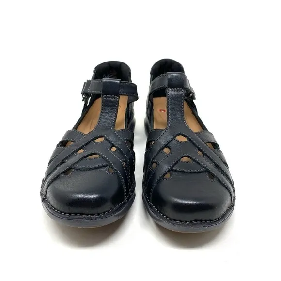 Clarks Appley Way Black Leather Sandals 64683