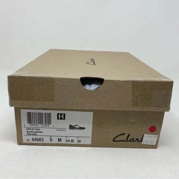 Clarks Appley Way Black Leather Sandals 64683