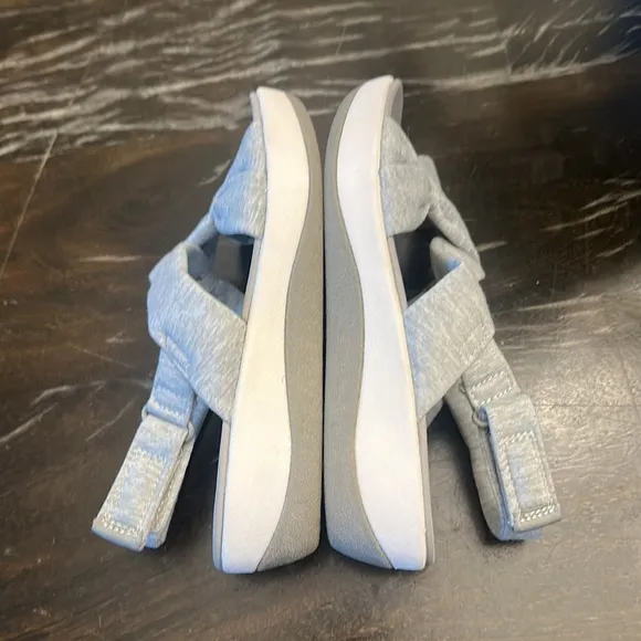 CLARKS Arlo Cloudsteppers Primrose grey comfort platform wedge sandal women Sz 6