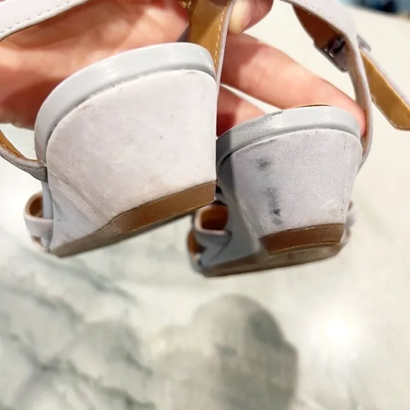 Clarks Artisan Parram Stella Sandals Flower Detail Gray Blue Size 6