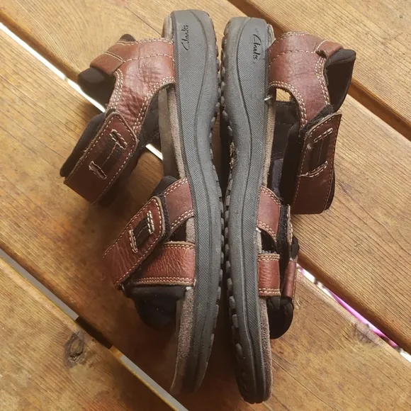 CLARKS Brown Leather Men's Keating Sporty Sandals sz 9 Style 78333