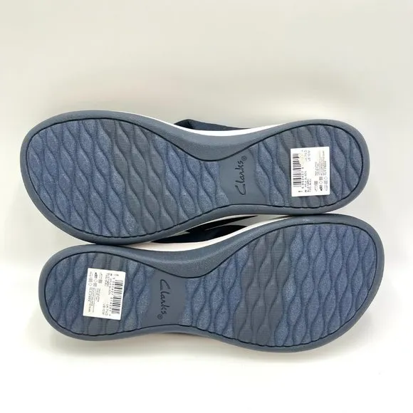 Clarks Cloudsteppers Womens Arla Glison Navy Blue Slip On Comfort Sandals 10M