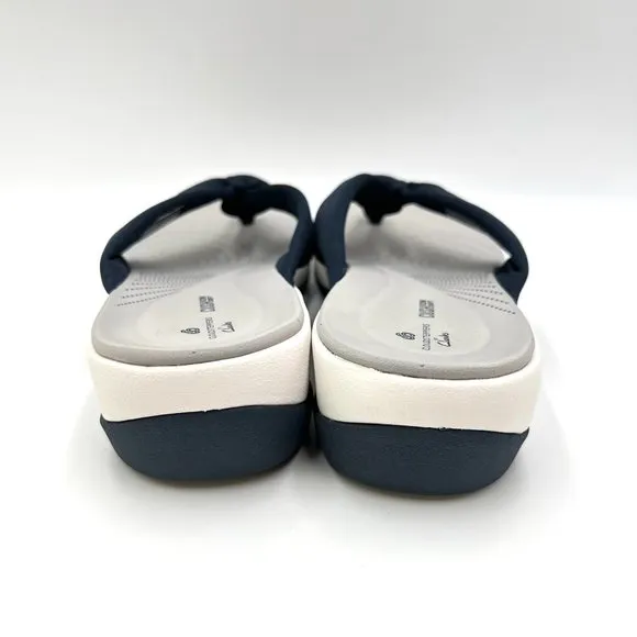 Clarks Cloudsteppers Womens Arla Glison Navy Blue Slip On Comfort Sandals 10M