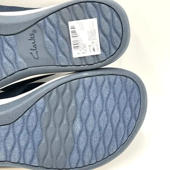 Clarks Cloudsteppers Womens Arla Glison Navy Blue Slip On Comfort Sandals 10M