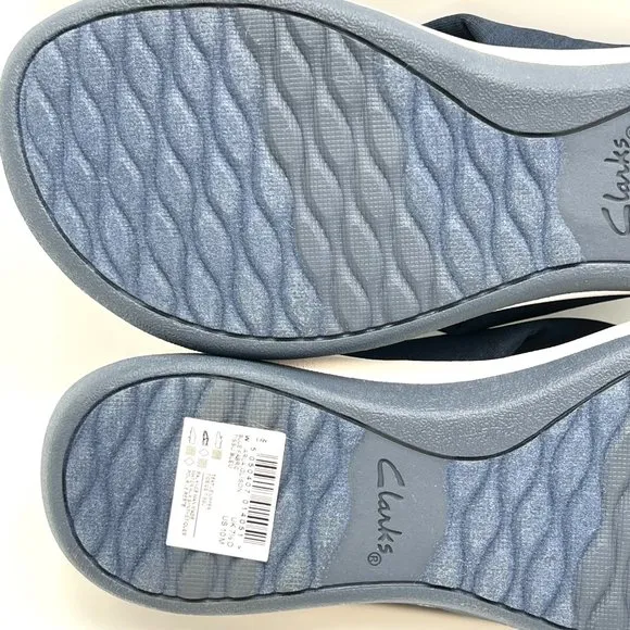 Clarks Cloudsteppers Womens Arla Glison Navy Blue Slip On Comfort Sandals 10M