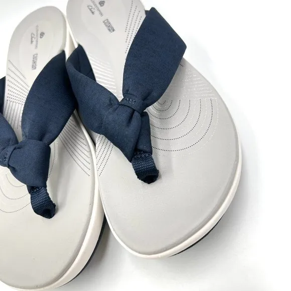 Clarks Cloudsteppers Womens Arla Glison Navy Blue Slip On Comfort Sandals 10M