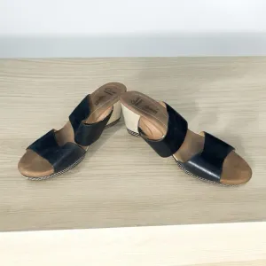 CLARKS Collection SOFT CUSHION Wedge Sandals Size 9M Black Leather Size 10