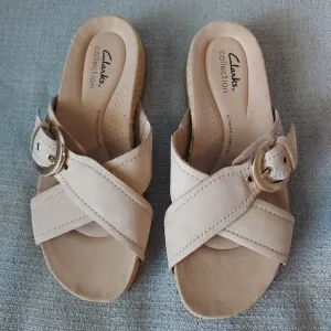 Clarks Collection Women's Leather Reileigh CrissCross Strap Sandals Sz-7.5 NWOT