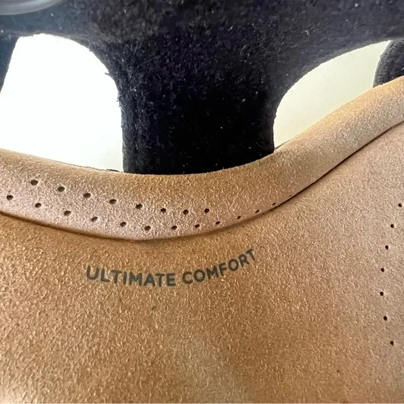 Clarks Gisselle Loop Black Leather Cork Wedge Boho Comfort Sandals Size 9