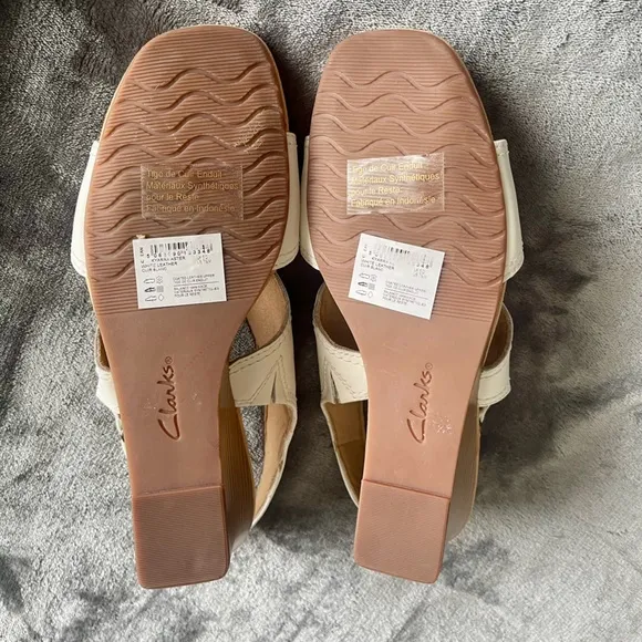 Clarks Kyarra Aster Wedge Sandal Size US 7.5M White Slingback Comfort
