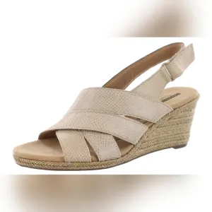 Clarks Lafley Krissy Ankle Strap Wedge Sandals sz 9.5 new tan SH181