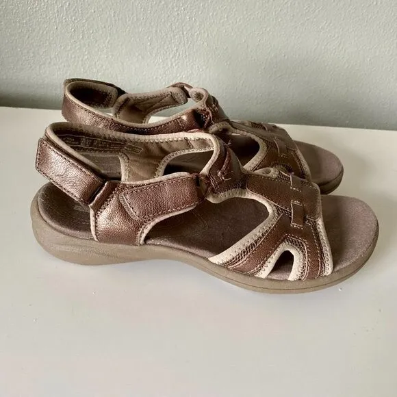 Clarks Leather Bronze Metallic Inmotion Quaid Slingback Strappy Sandals 6.5M