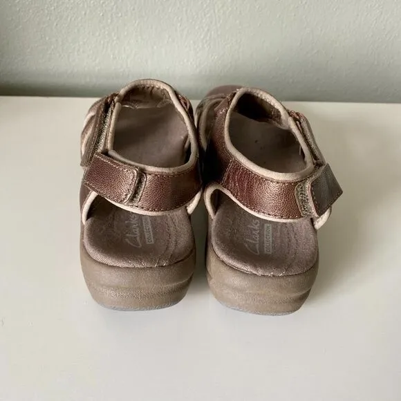 Clarks Leather Bronze Metallic Inmotion Quaid Slingback Strappy Sandals 6.5M