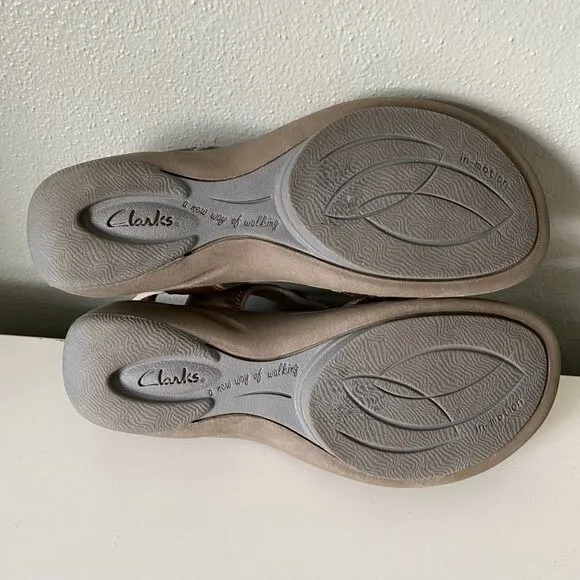 Clarks Leather Bronze Metallic Inmotion Quaid Slingback Strappy Sandals 6.5M