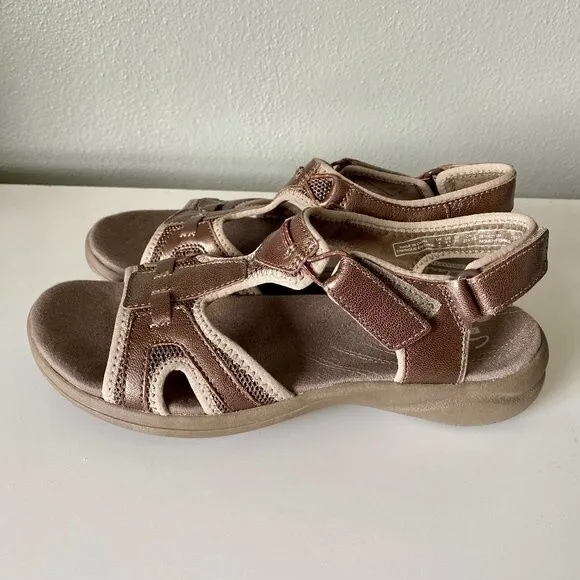 Clarks Leather Bronze Metallic Inmotion Quaid Slingback Strappy Sandals 6.5M