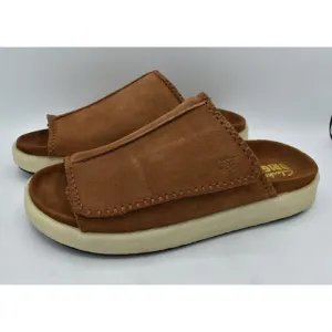 Clarks Mens Size 10 Overleigh Cola Suede Slip On Slide Sandals