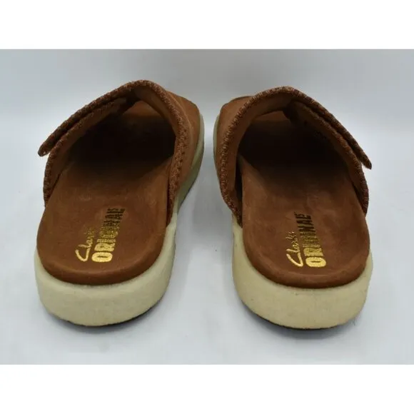 Clarks Mens Size 10 Overleigh Cola Suede Slip On Slide Sandals