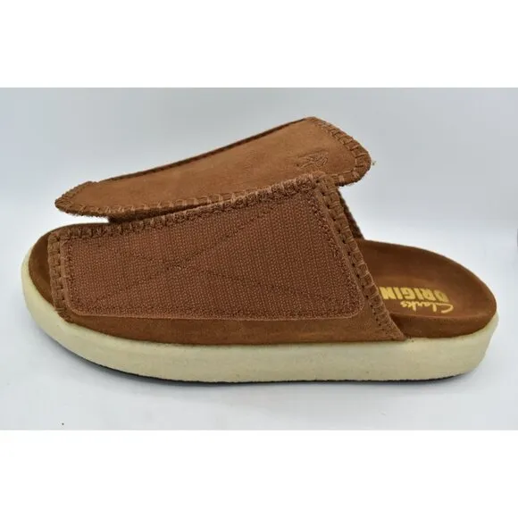 Clarks Mens Size 10 Overleigh Cola Suede Slip On Slide Sandals