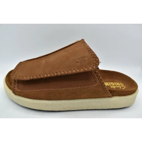 Clarks Mens Size 10 Overleigh Cola Suede Slip On Slide Sandals