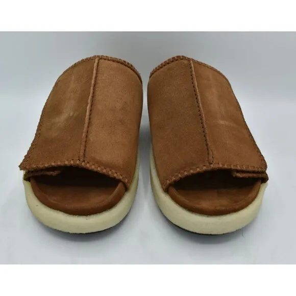 Clarks Mens Size 10 Overleigh Cola Suede Slip On Slide Sandals