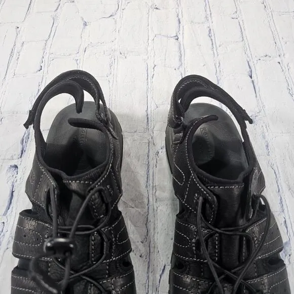 Clarks MENS SIZE 13 Brixby Cove Sandals Black Leather Hiking Fisherman 261 33891