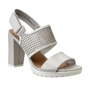 Clarks Pastina Malory Heeled Sandal Gray Leather Hook And Loop Size 9.5M