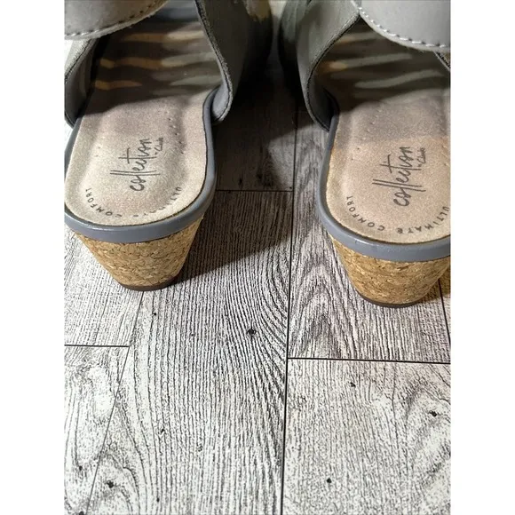 Clarks Sandals Collection Abigail Sing Blush Leather Cutout Wedge 9W Comfort