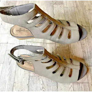 Clarks Sandals Collection Abigail Sing Blush Leather Cutout Wedge 9W Comfort