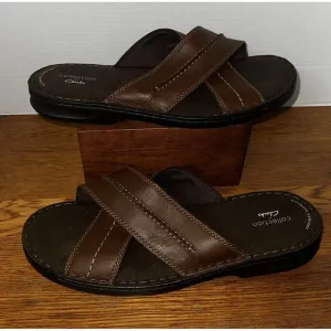 Clarks Slide Sandals Mens Size 13 Brown Malone Cross Summer Shoes Comfort NWOT!