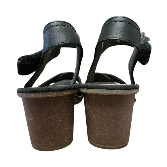 CLARKS Women’s Black Tan Sashlin Jeneva Strappy Comfy Heel Sandals Sz 9.5