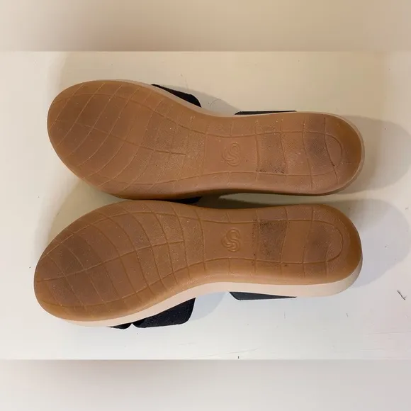 Clarks Women's Step Cali Coast Wedge Black Sandals Size 10 M