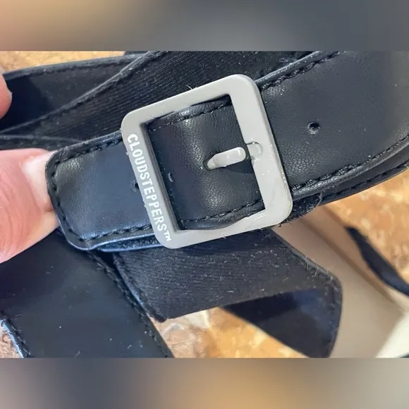 Clarks Women's Step Cali Coast Wedge Black Sandals Size 10 M