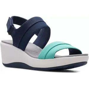 Clarks Women's Step Cali Muir Sandal Navy/Green Size US 9.5  Cloudsteppers