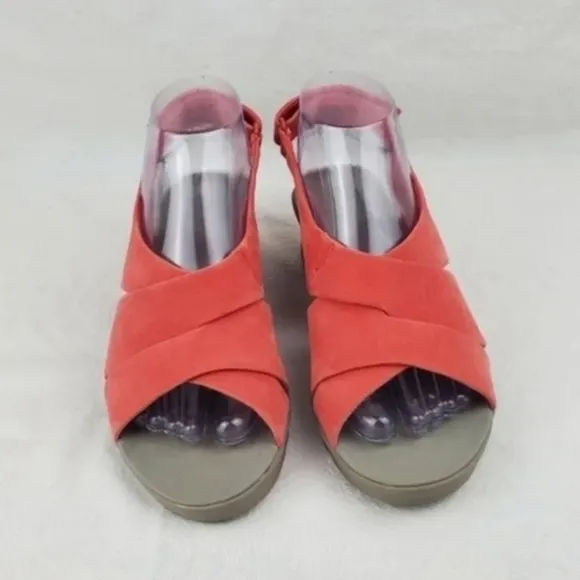 Cloudsteppers by clarks burnt orange wedge sandals