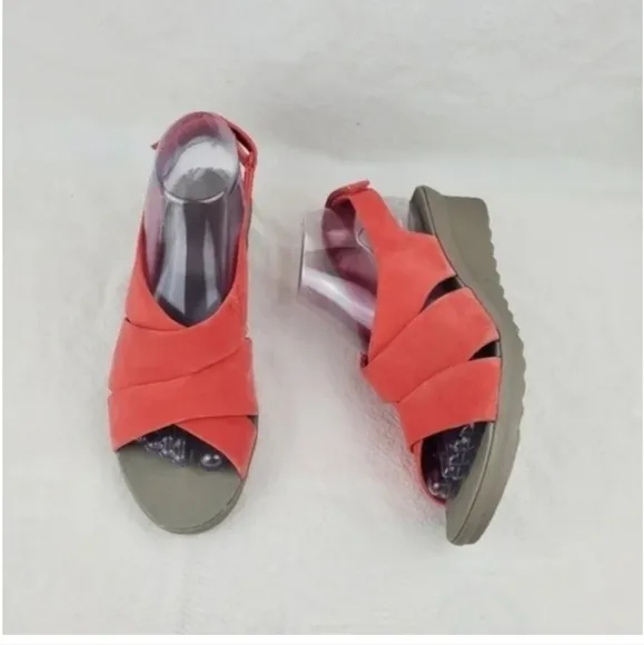 Cloudsteppers by clarks burnt orange wedge sandals