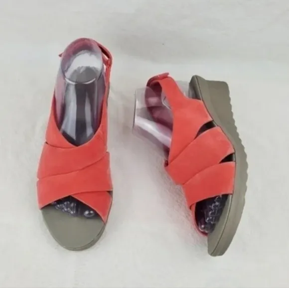 Cloudsteppers by clarks burnt orange wedge sandals