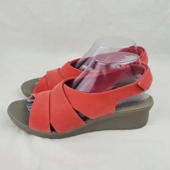 Cloudsteppers by clarks burnt orange wedge sandals