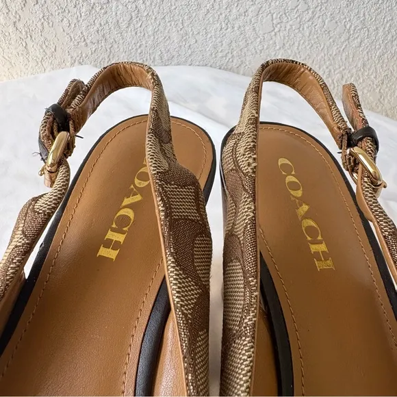 Coach Ferry Brown Signature C Jacquard 8.5B Wedge Shoe