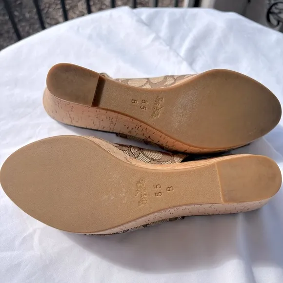 Coach Ferry Brown Signature C Jacquard 8.5B Wedge Shoe