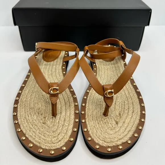 COACH SANDALS, “GRACEY LEATHER “PENNY” COLOR, WOMENS SIZE 7.5-B, EUR 38-B