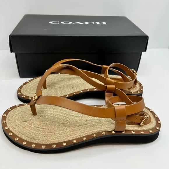 COACH SANDALS, “GRACEY LEATHER “PENNY” COLOR, WOMENS SIZE 7.5-B, EUR 38-B