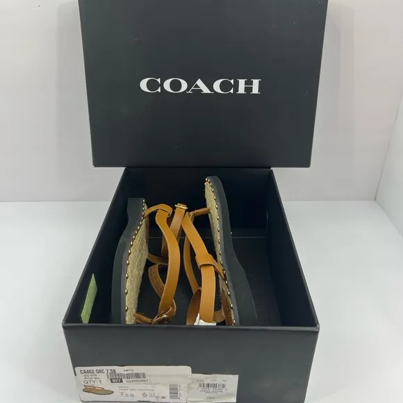 COACH SANDALS, “GRACEY LEATHER “PENNY” COLOR, WOMENS SIZE 7.5-B, EUR 38-B