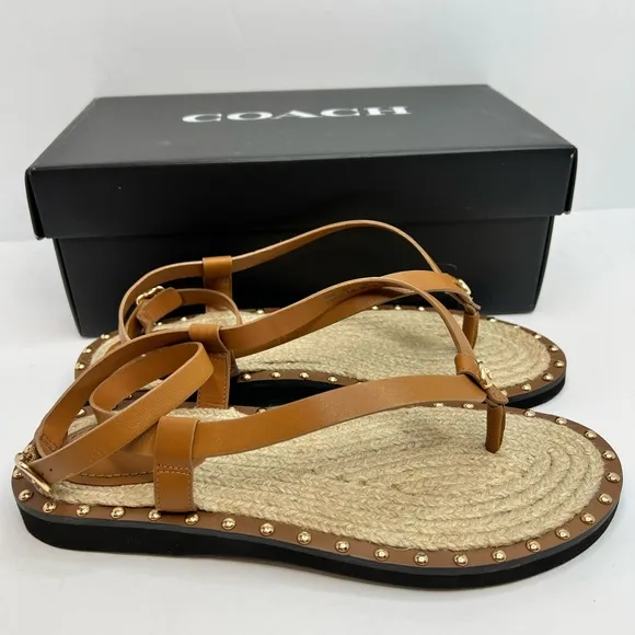COACH SANDALS, “GRACEY LEATHER “PENNY” COLOR, WOMENS SIZE 7.5-B, EUR 38-B